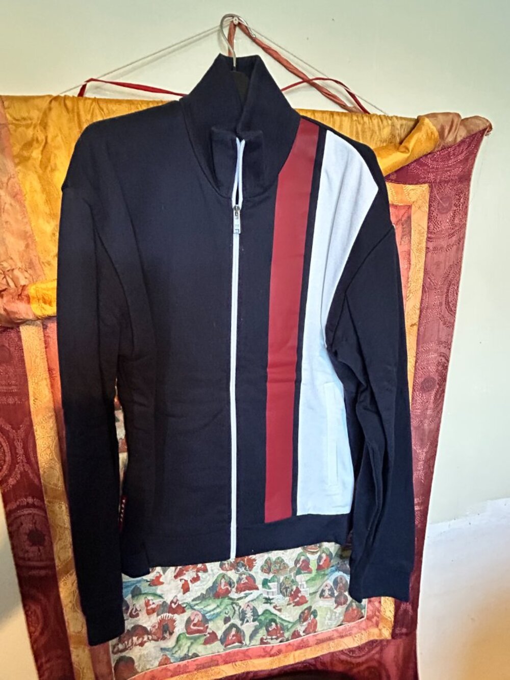 Prada Midnight blue contrast band sweatshirt zip sweatshirt